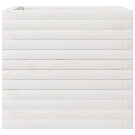 vidaXL Donica ogrodowa, biała, 50x50x45,5 cm, lite drewno sosnowe