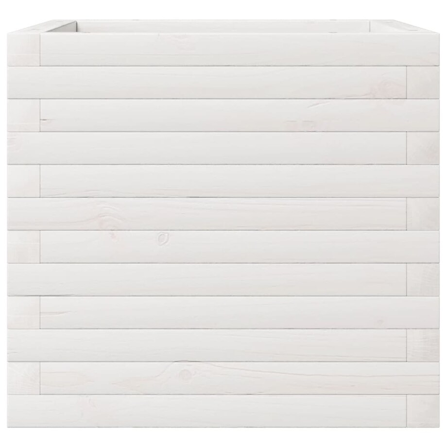 vidaXL Donica ogrodowa, biała, 50x50x45,5 cm, lite drewno sosnowe