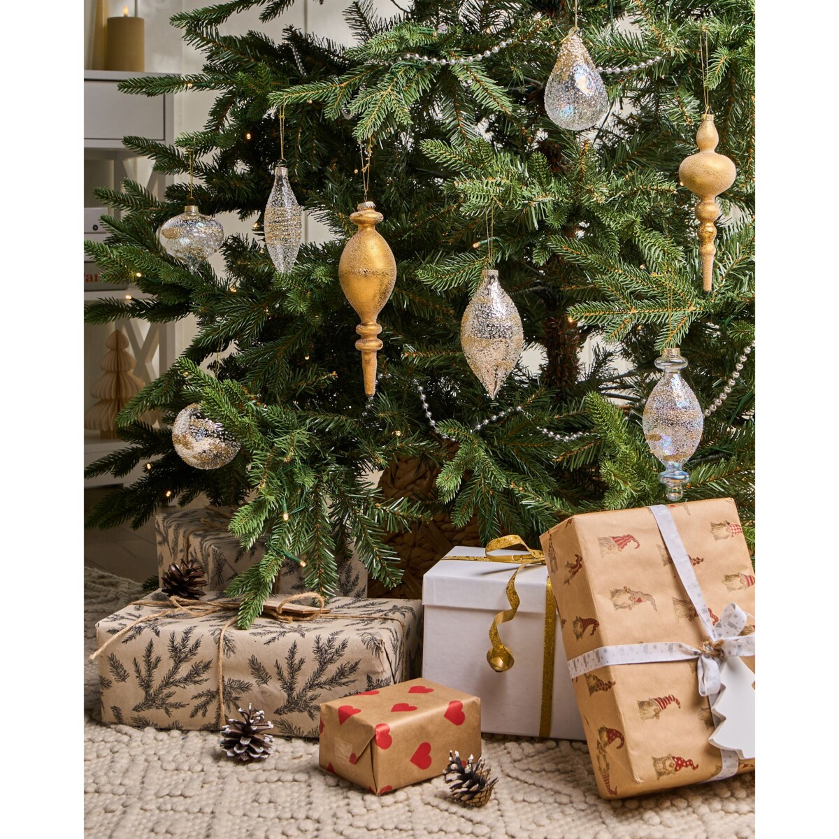 Zestaw 25 bombek ICICLE Szkło Przezroczysty/ złoty