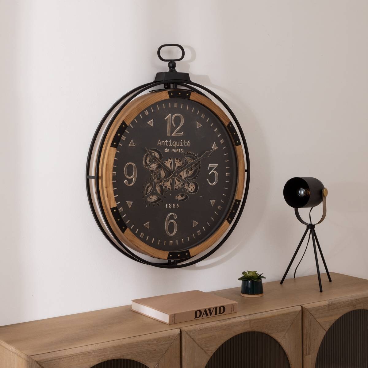 Zegar wiszący metal, drewno Amri 70 cm