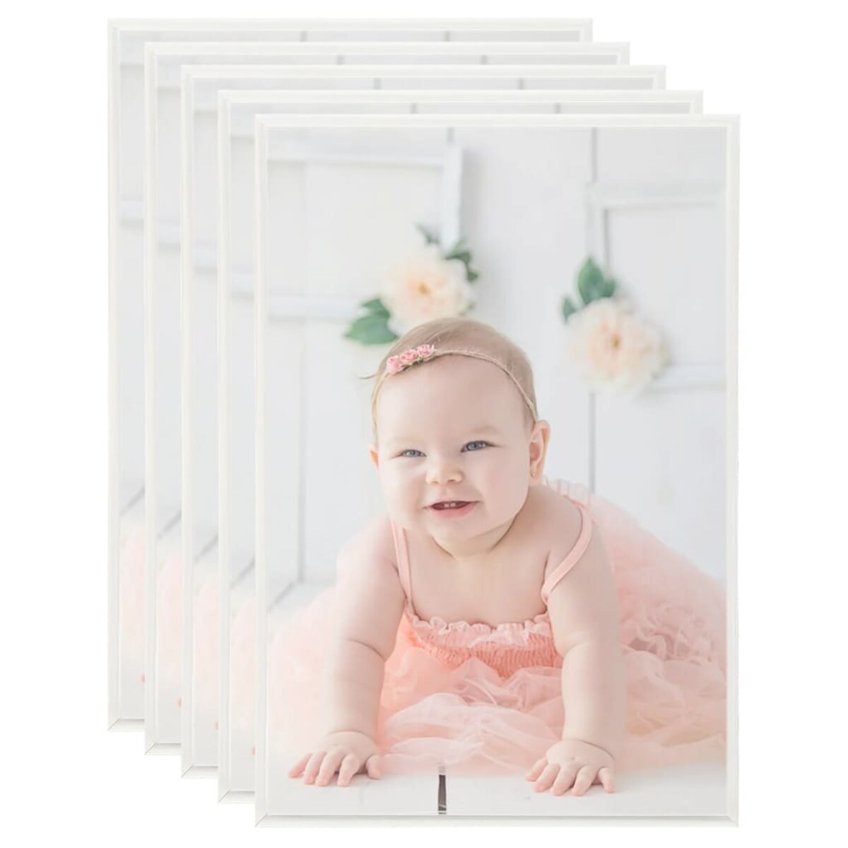 vidaXL Ramki na zdjęcia, 5 szt., stołowe, srebrne, 21x29,7 cm, MDF