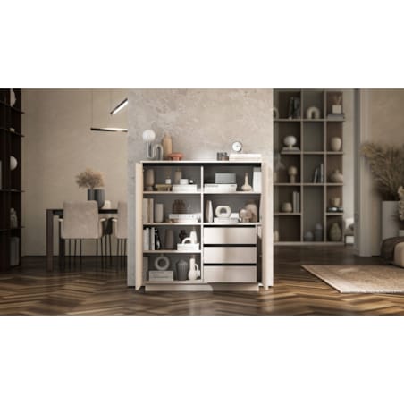 Nowoczesna Komoda Glamour Szafka RTV Kaszmir MAT ryflowane fronty 110,8 cm