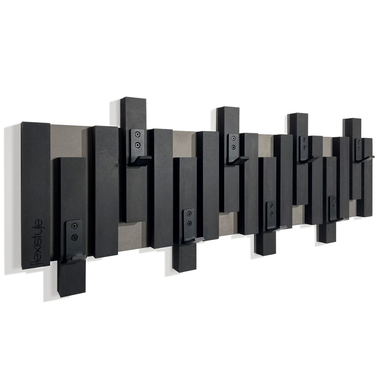 Czarny wieszak ścienny na ubrania Lamele Mini 80cm