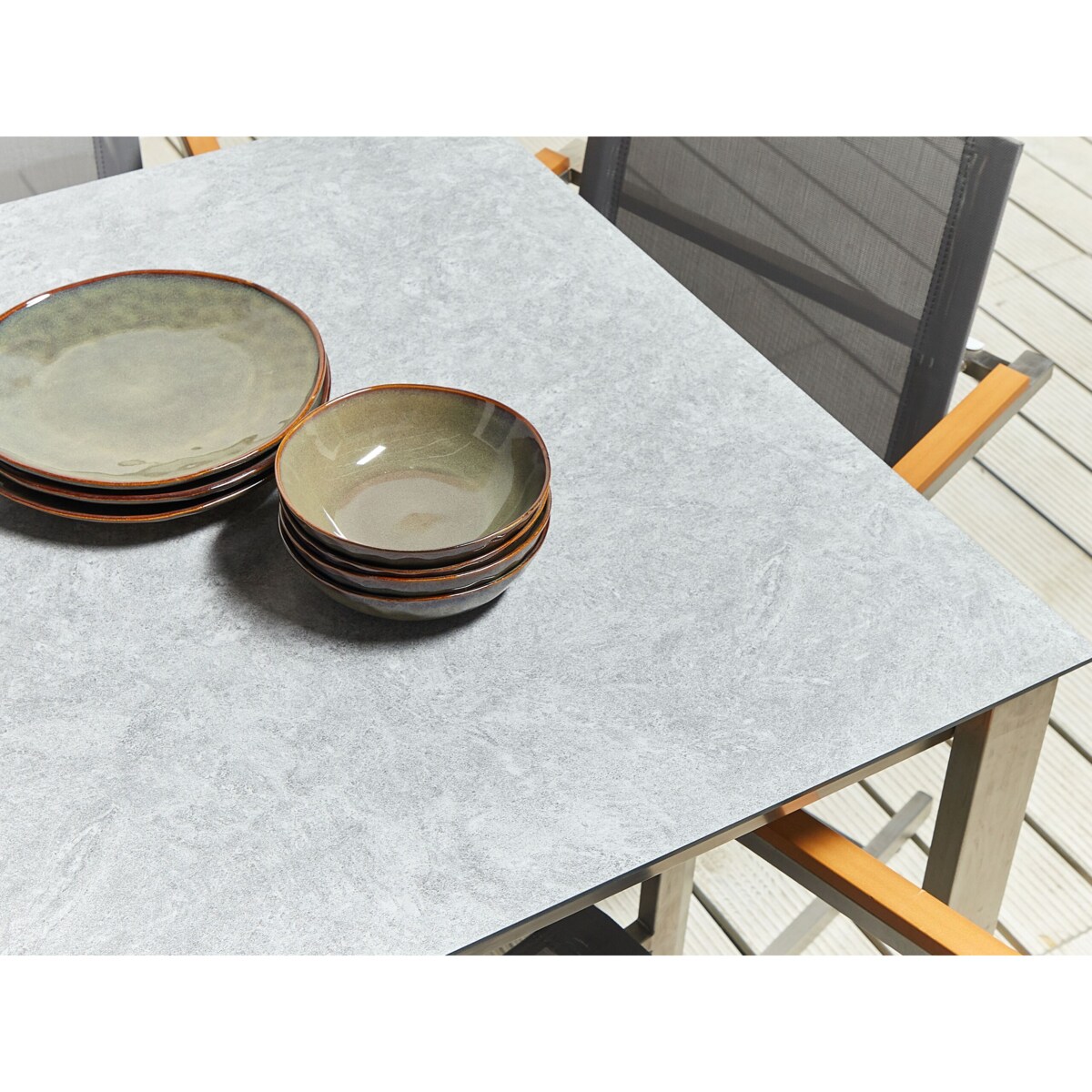 Stół ogrodowy szklany 180 x 90 cm szary COSOLETO