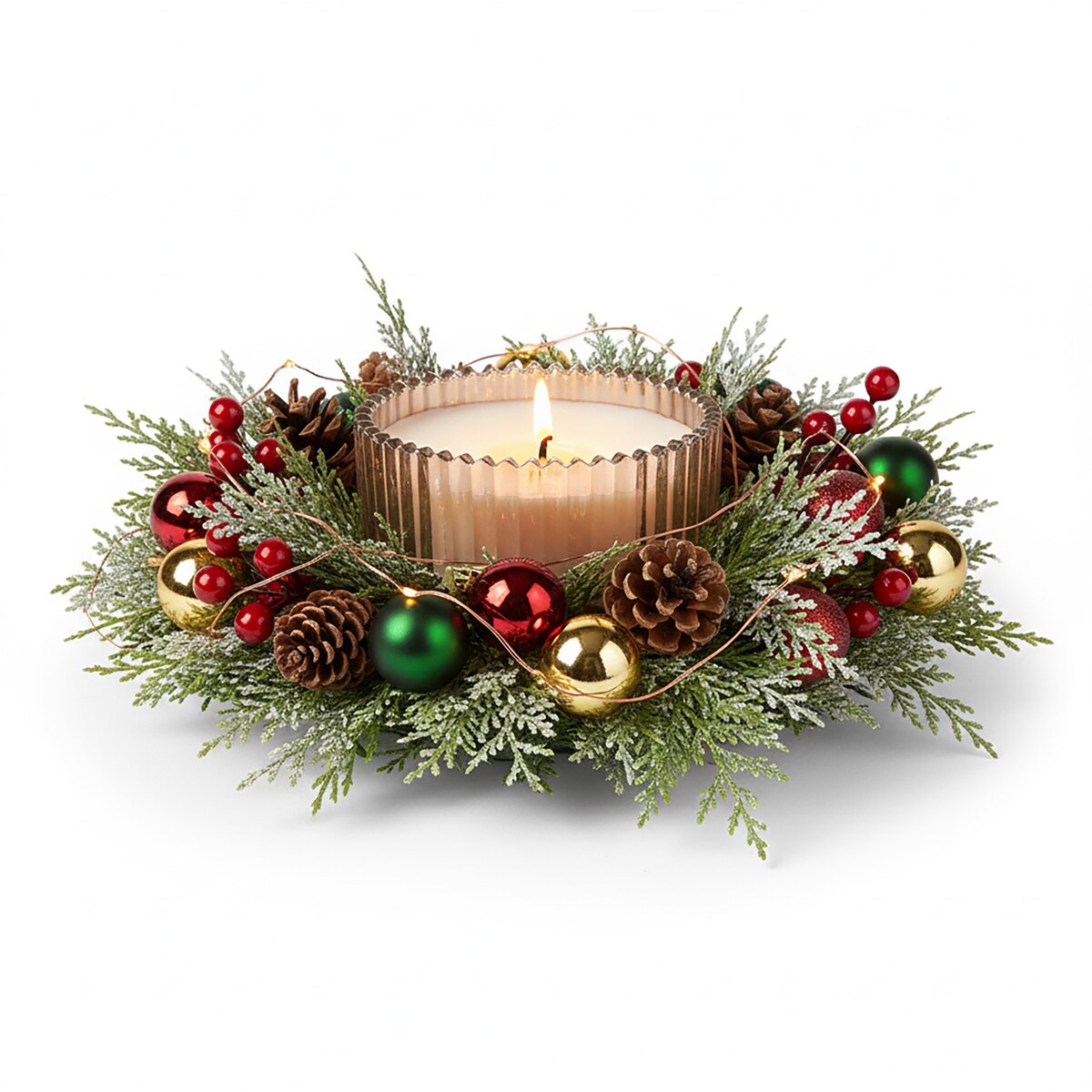 Świeca Dekoracyjna Szklana Świąteczna Ozdobna 10X5 CM Kolor Mocca