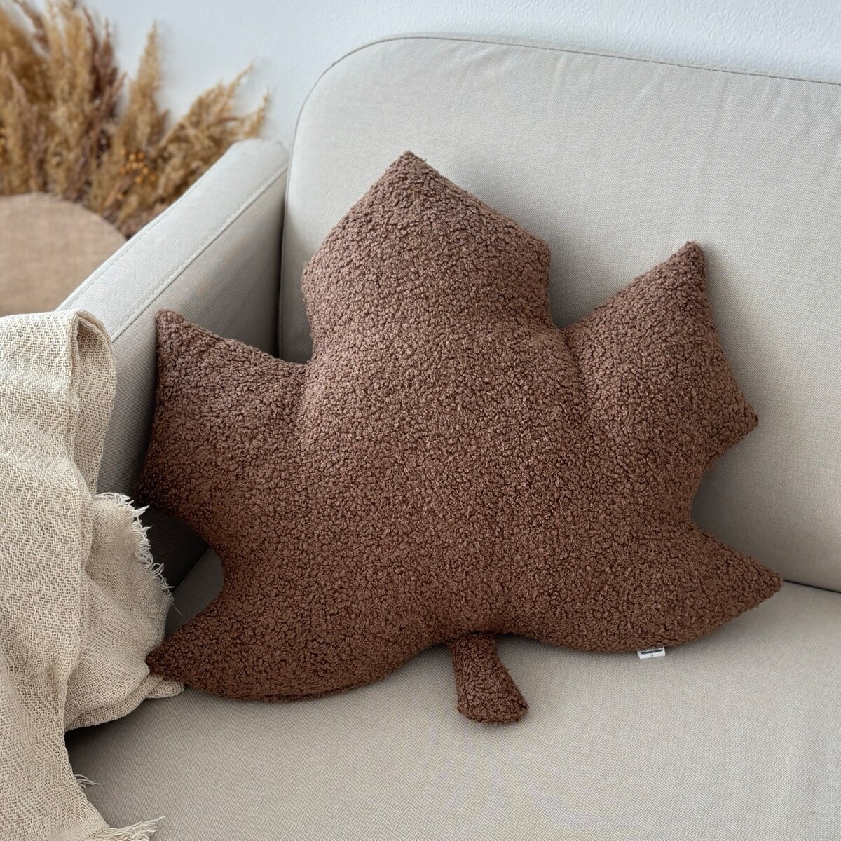 Poduszka jesienna liść Klon brązowy boucle