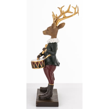 Figurka - renifer w mundurze 22,5x8x9 cm z bębenkiem