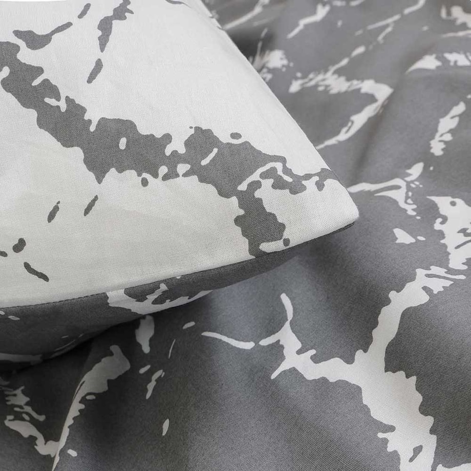 Pościel bawełniana 200x220 Mercer Grey szara i biała w dekoracyjny wzór, Cottonlove Exclusive, Darymex