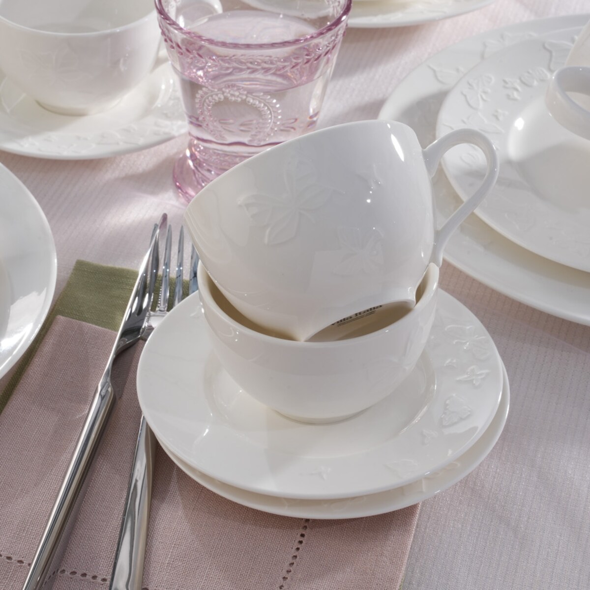 VILLA ITALIA Komplet filiżanek do kawy porcelanowych 200 ml 6 sztuk VANESSA