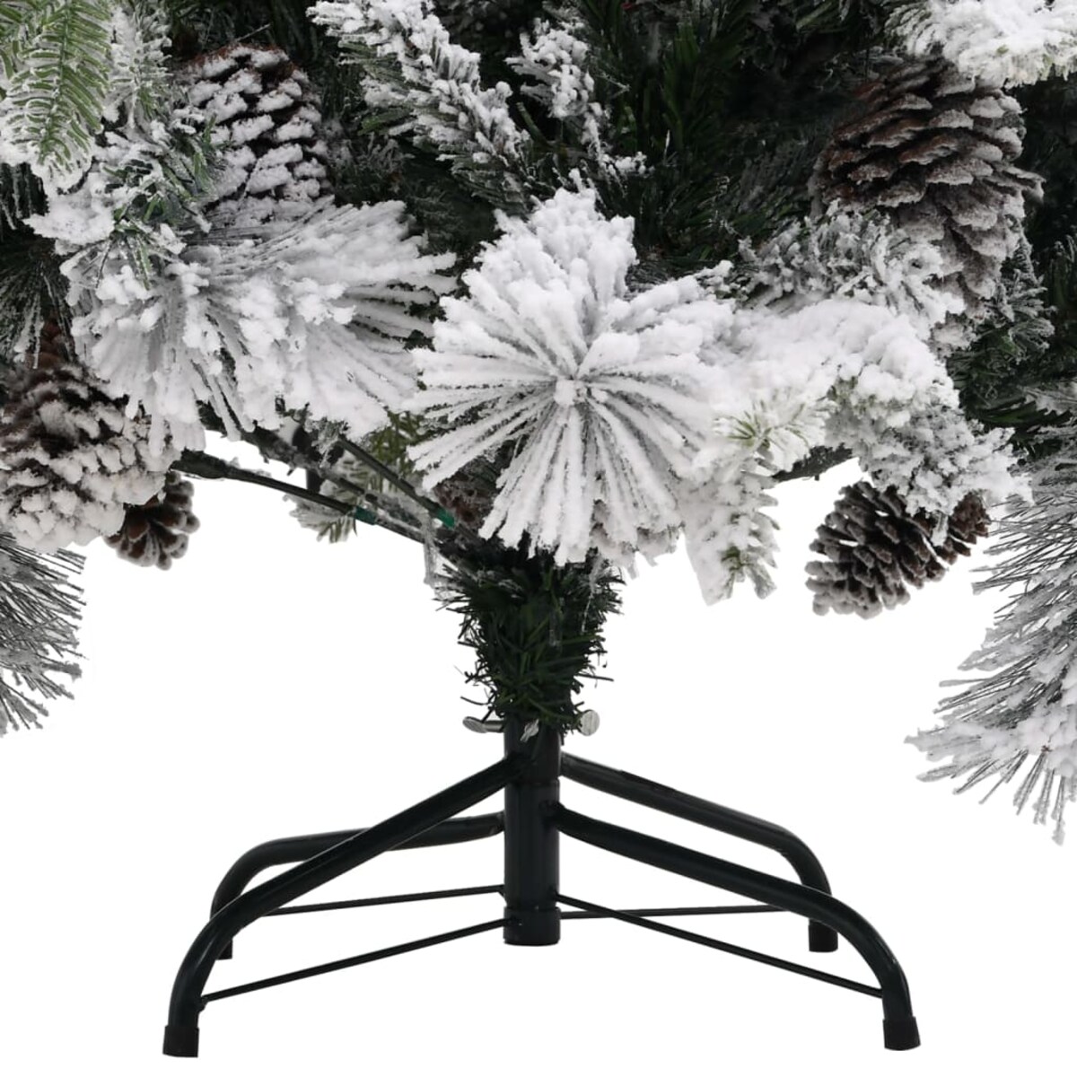 vidaXL Choinka flokowana śniegiem z szyszkami, 195 cm, PVC i PE