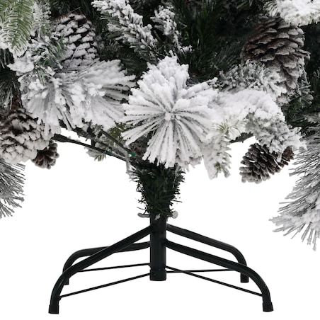 vidaXL Choinka flokowana śniegiem z szyszkami, 195 cm, PVC i PE