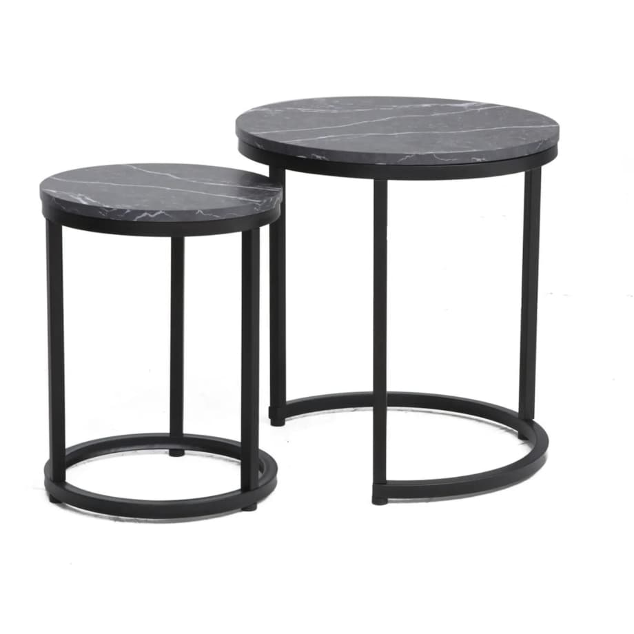 Zestaw 2 ław HOLA czarny marmur/czarny