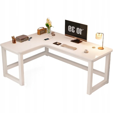 Biurko narożne gamingowe komputerowe duże nowoczesne białe loft 120 cm