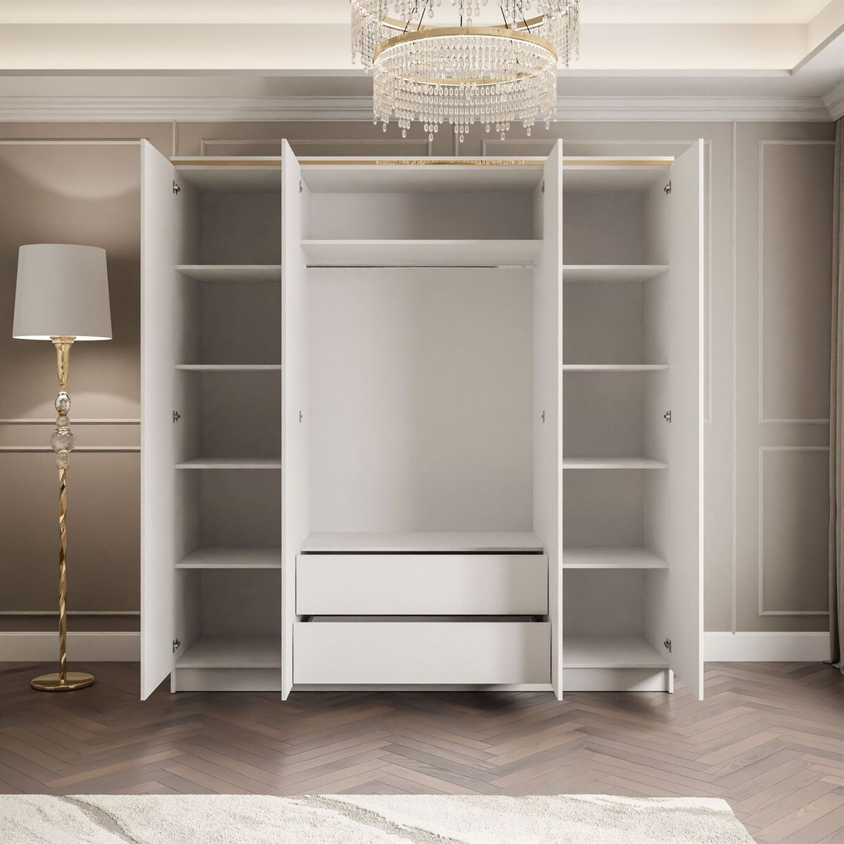 Szafa uchylna AURORA 4D w białym połysku push to open