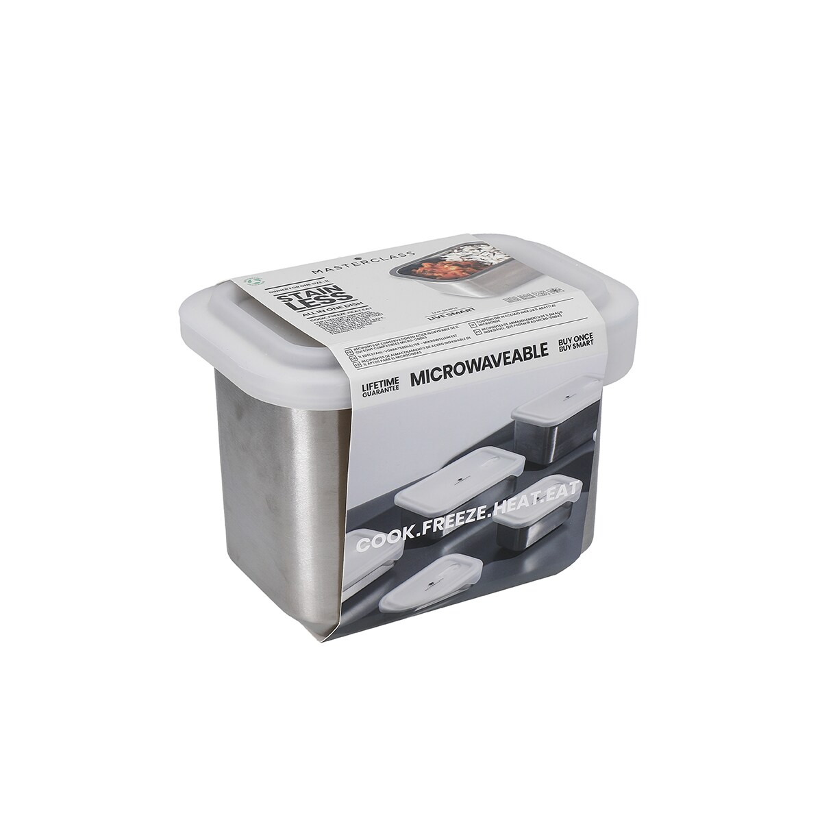 Pojemnik kuchenny ze stali nierdzewnej z pokrywką 1L / MasterClass