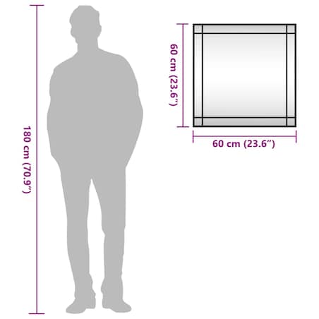 vidaXL Lustro ścienne, czarne, 60x60 cm, kwadratowe, żelazo