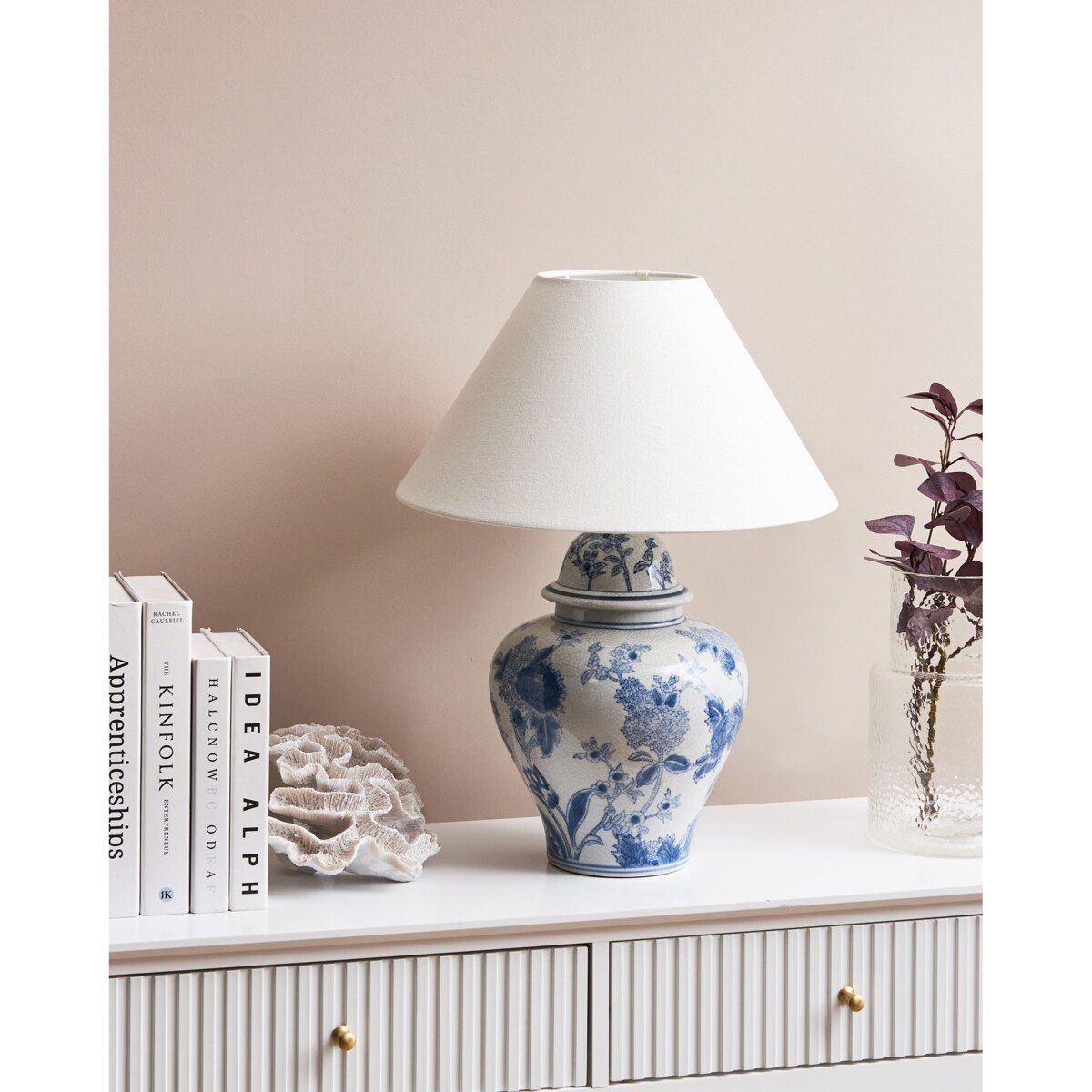 Lampa stołowa SORRAIA Porcelana Biały/ niebieski