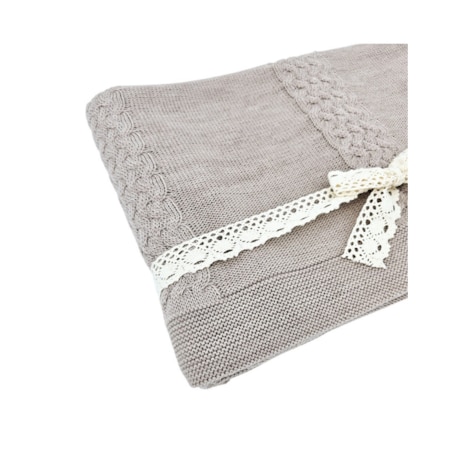 Koc dzianinowy z wełny MERINO 150x200 cm – FLORENCE NUDE