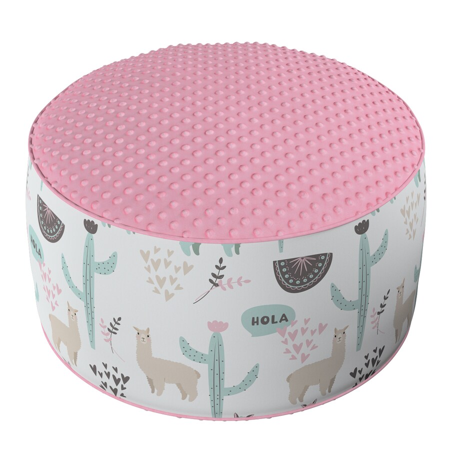 Puf dwukolorowy Coli z Minky, pastelowe lamy na jasnoszarym tle, 50x25 cm, Magic Collection