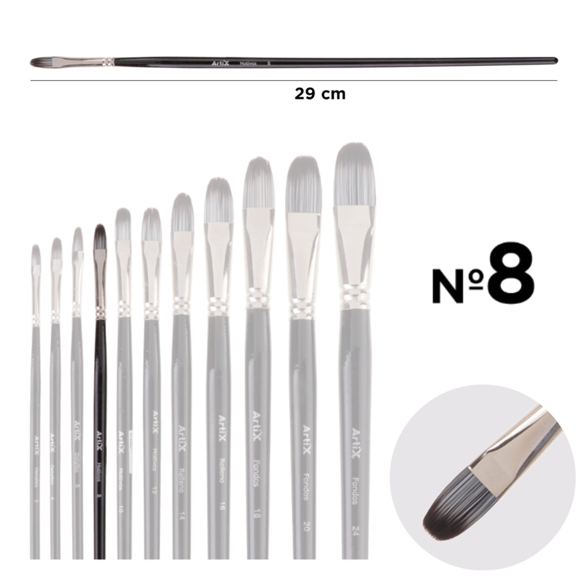 pędzel artystyczny koci język nr 8 artix pp298-04 profesjonalny