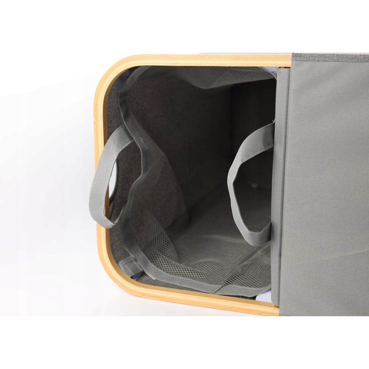 Kosz na pranie 145 L BAMBUSOWY składany szary