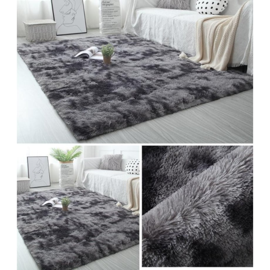 Dywan shaggy pluszowy 80x150 cm ciemny szary