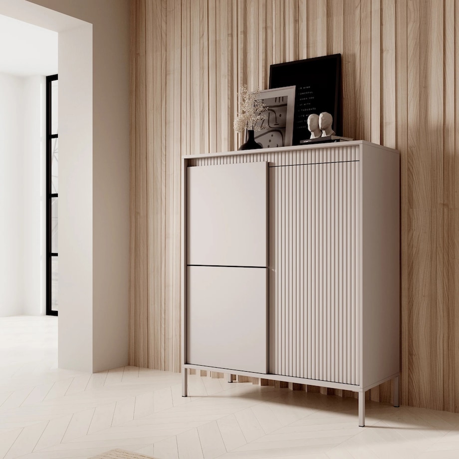 Komoda 3-drzwiowa z szufladami 123,4x103,5 cm LEMAL beżowy