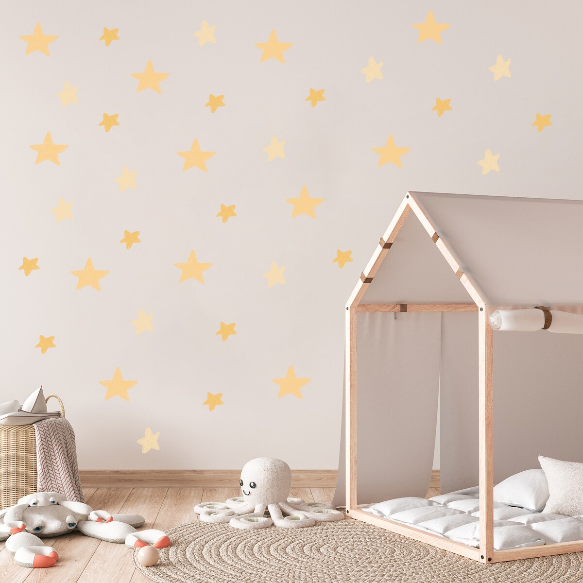 Naklejki Na Ścianę GWIAZDY Żółte Gwiazdeczki Komiks Dla Dzieci ZESTAW 120x60cm