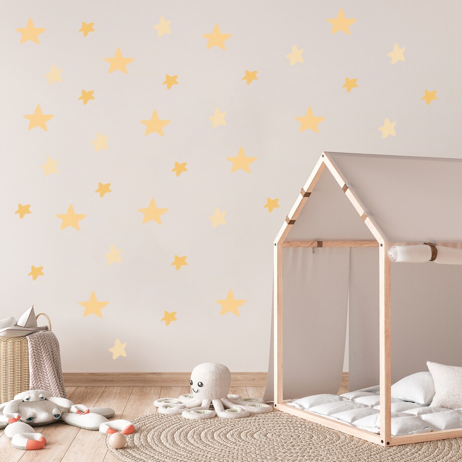 Naklejki Na Ścianę GWIAZDY Żółte Gwiazdeczki Komiks Dla Dzieci ZESTAW 120x60cm