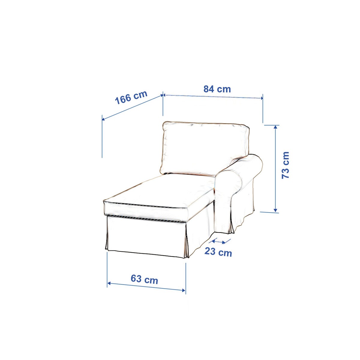 Pokrowiec na szezlong Ektorp prawy, biała bukla, 84 x 166 x 73 cm, Boucle Teddy