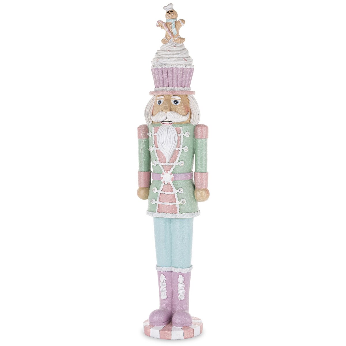 Figurka - Dziadek do orzechów LED 67x15 cm z ludzikiem na głowie