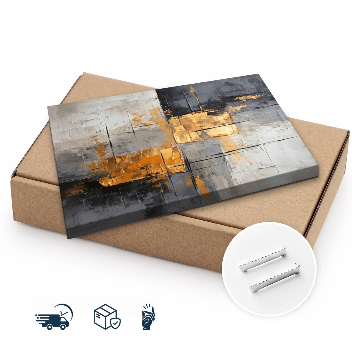 Obraz Canvas Do Salonu Abstrakcja Imitacja Farby Styl Glamour 70x50cm