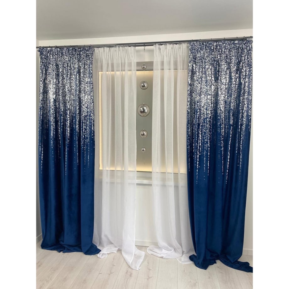 zasłona welurowa srebrny deszcz 140x270 cm