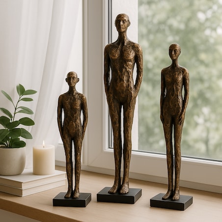 ZESTAW TRZECH FIGUREK DEKORACYJNYCH CHRISTIANO MIEDZIANE