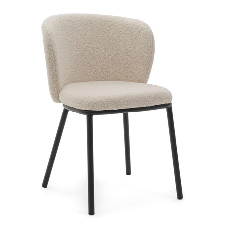 KRZESŁO TAPICEROWANE DO SALONU GLAMOUR TKANINA BOUCLE TEDDY JASNOBEŻOWE BARI