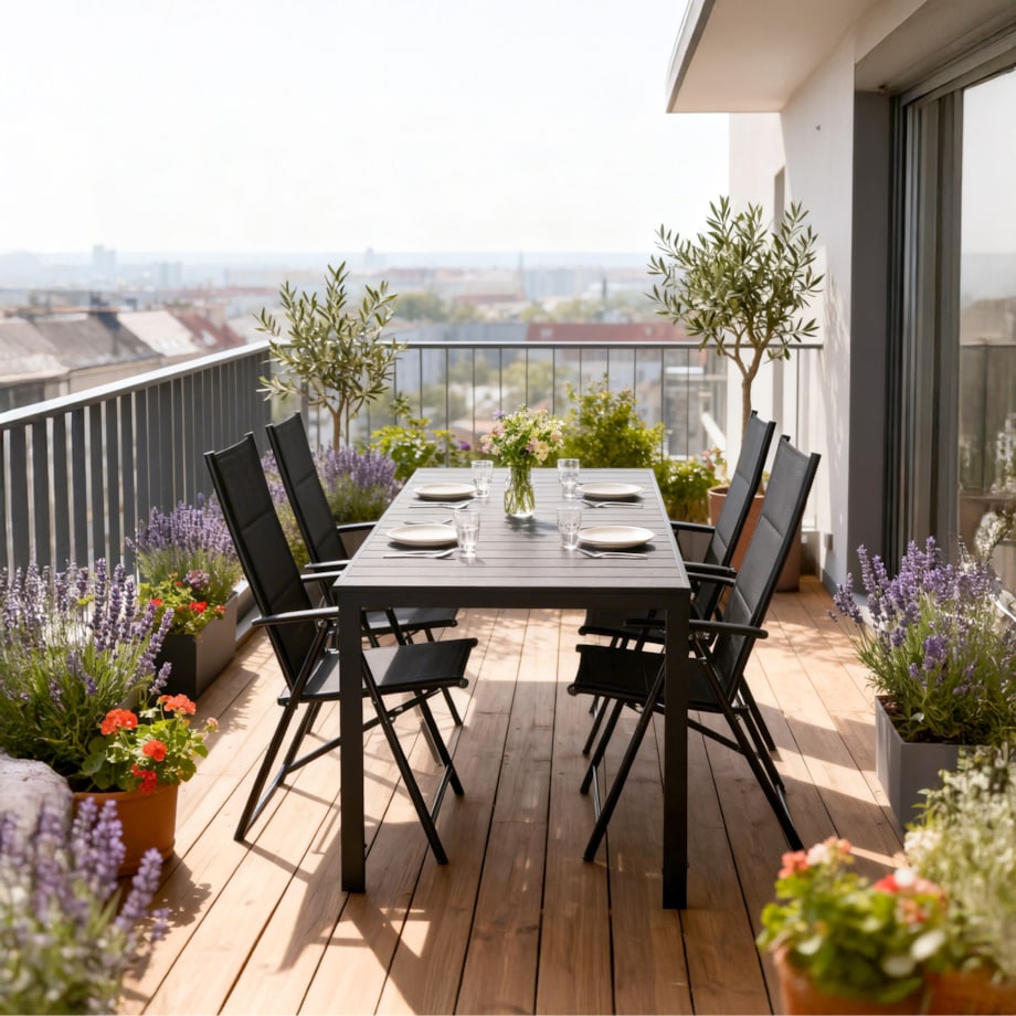 Stół ogrodowy z aluminium czarny