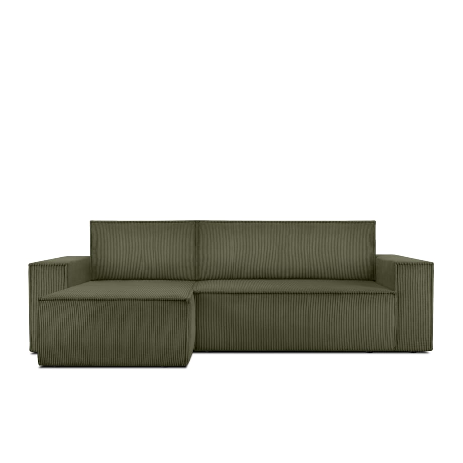 KONSIMO NAPI Narożnik uniwersalny z funkcją spania, oliwkowy prawy/lewy