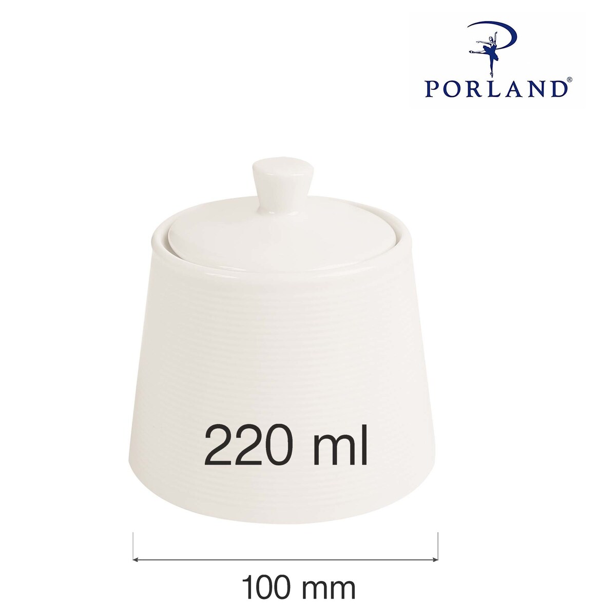 Cukiernica porcelanowa Line 220 ml - kremowa z pokrywką