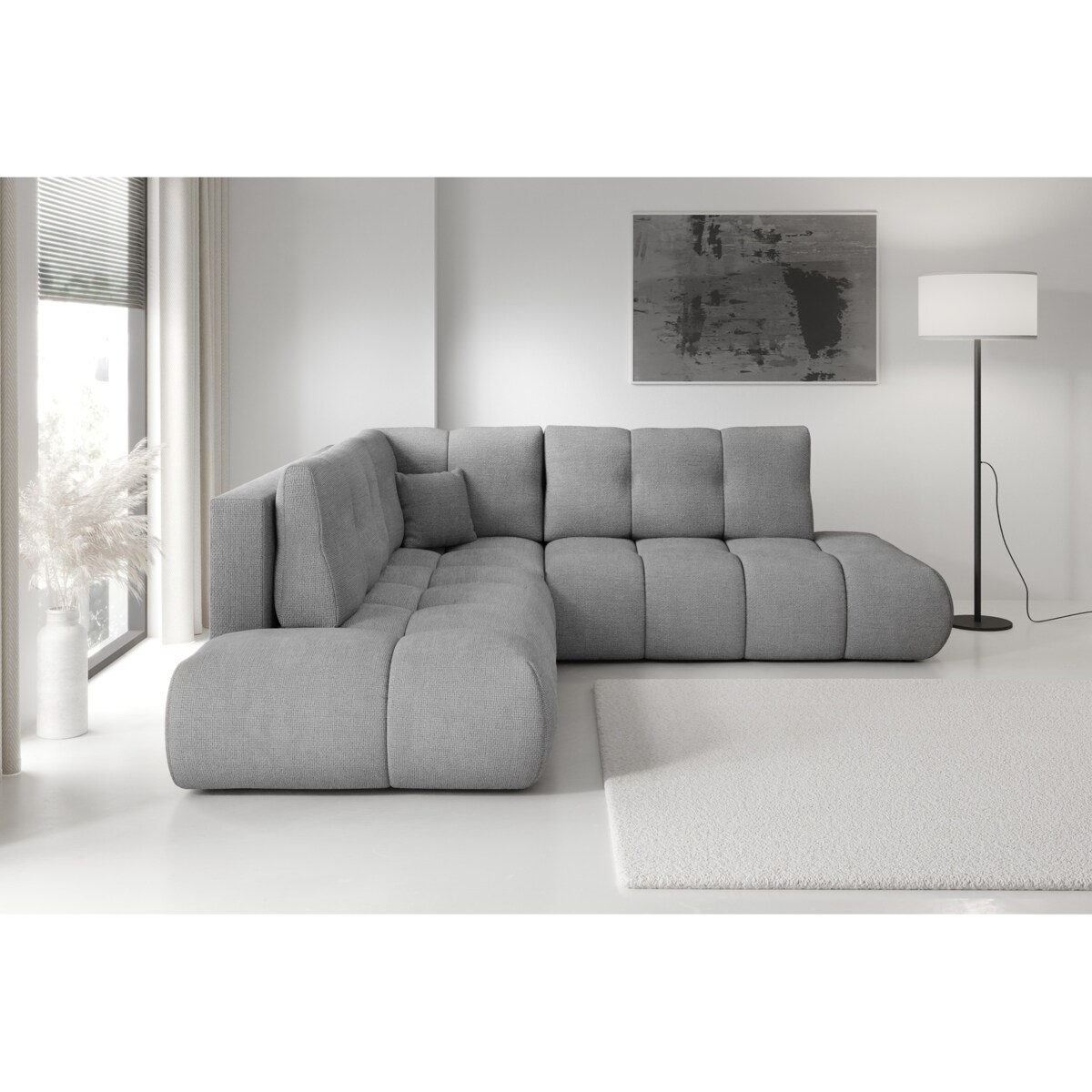 Narożnik pikowany, rozkładany z funkcją spania SOHI, Flow 17 - ciemny szar