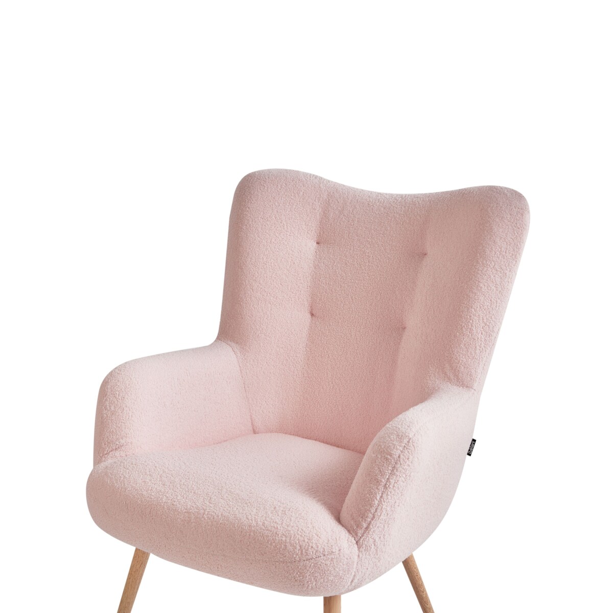 Fotel uszak VEJLE Z podnóżkiem Boucle Pastelowy róż