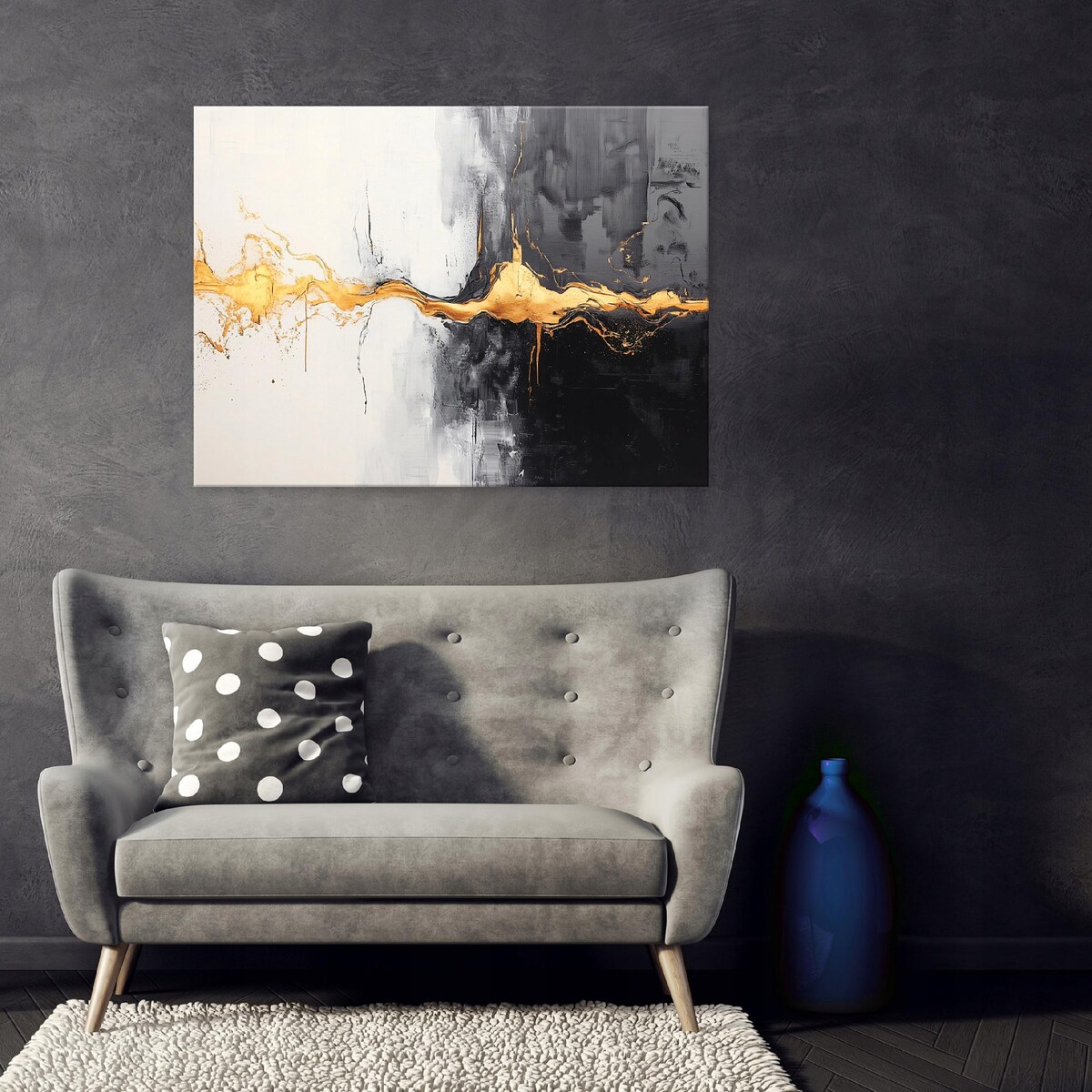 OBRAZ DO SYPIALNI SALONU KUCHNI ABSTRAKCJA ZŁOTO NA PŁÓTNIE ŚCIANĘ 60x40