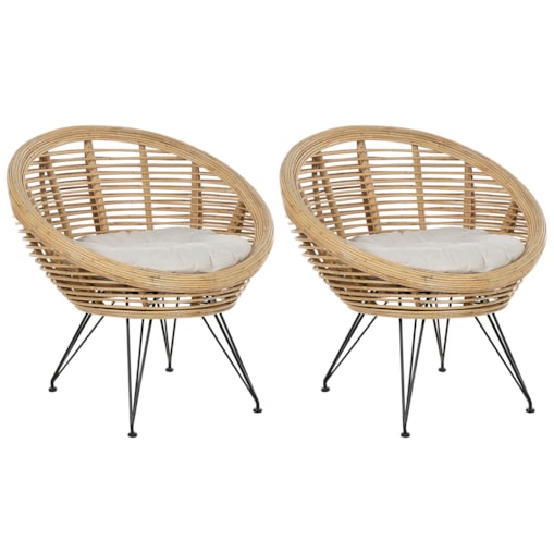 Zestaw 2 krzeseł rattanowych naturalny MARATEA