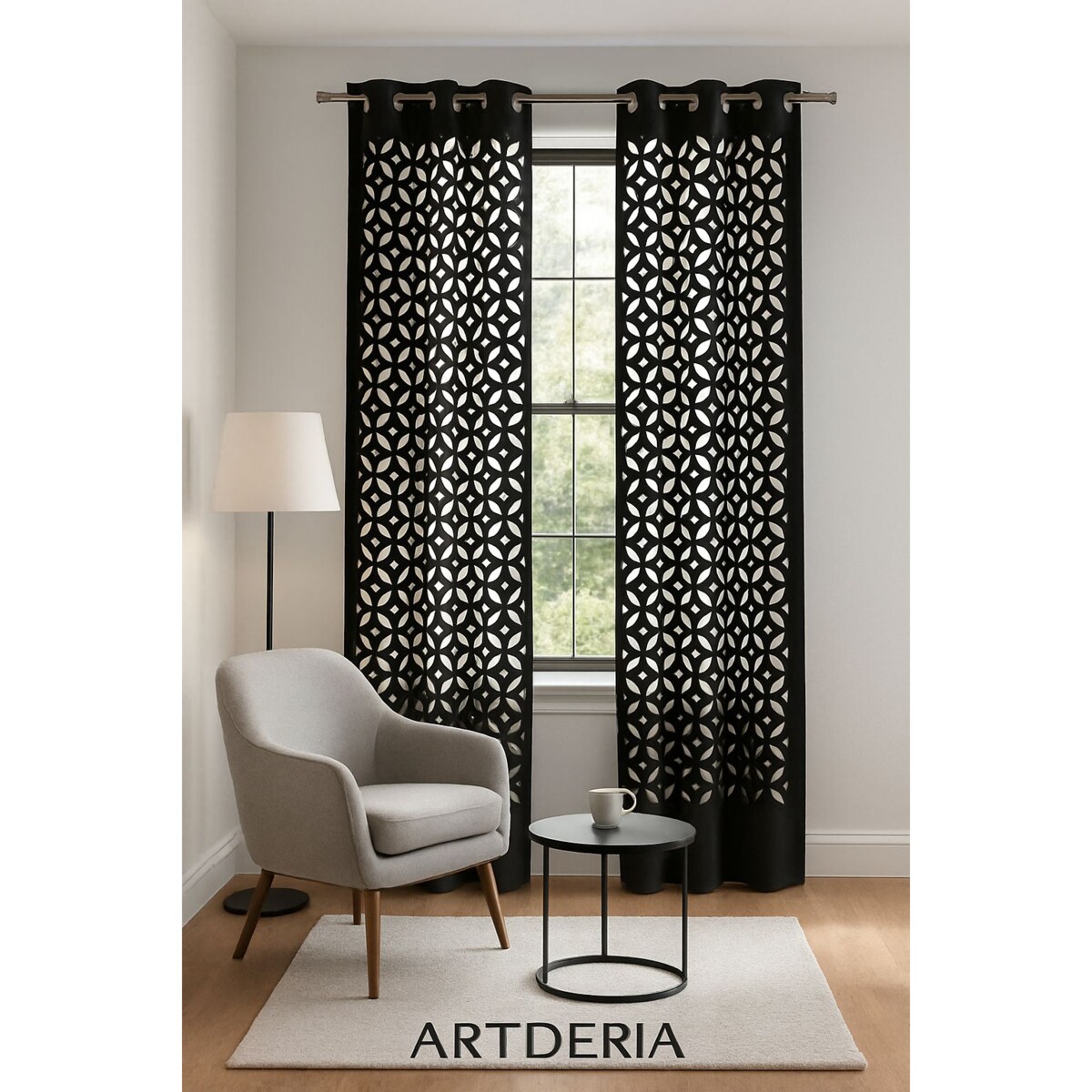 Zasłona "4leaves" wycinana laserowo 140x250 cm na przelotki