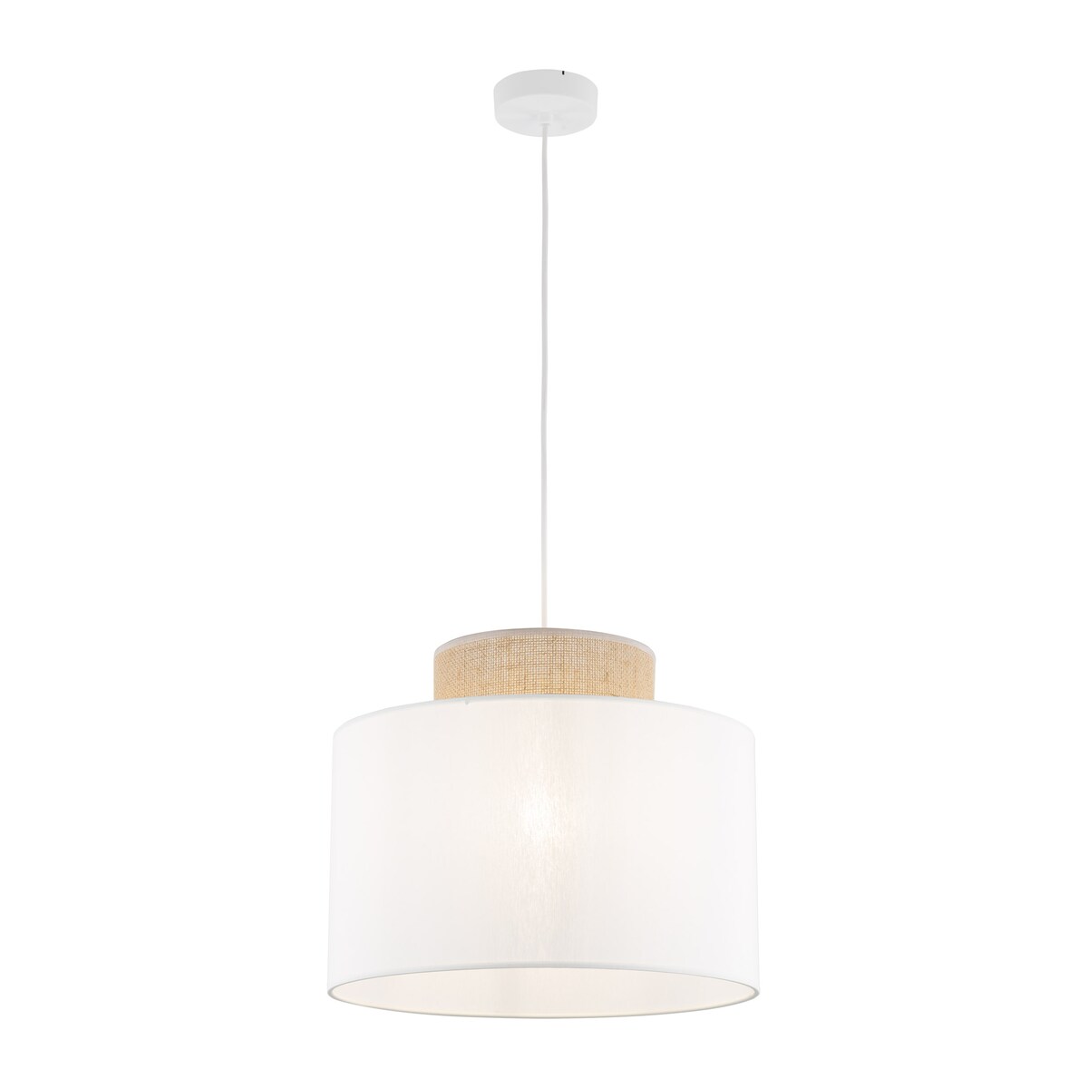 Lampa wisząca TK Lighting DUO White Juta 1856 biała z jutą E27 regulowana wysokość 170 cm nowoczesna do salonu i jadalni