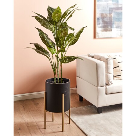 Doniczka na stojaku metalowa 32 x 32 x 58 cm czarna SEROTINA