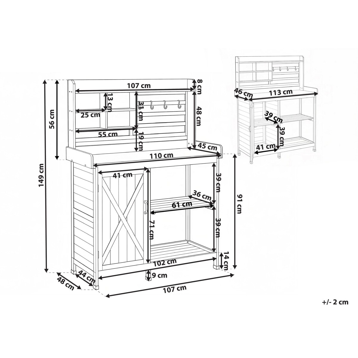 Stół ogrodniczy MELDOLA Drewno jodłowe 113 cm 48 cm Jasnobrązowy