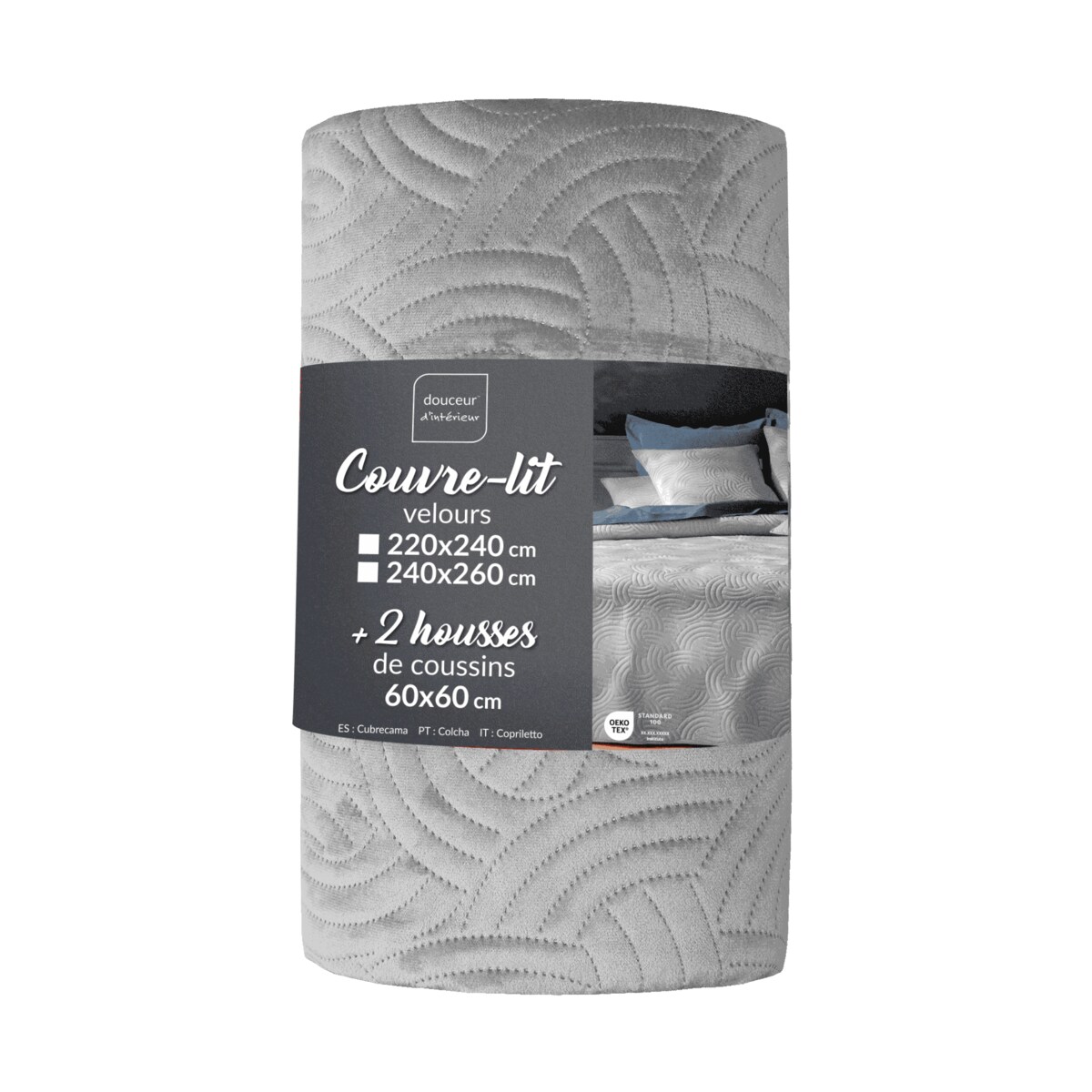 Welwetowy komplet pościeli SOLANGE, narzuta + 2 poszewki na poduszki