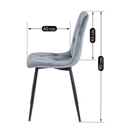 Krzesło Tapicerowane Welurowe Do Jadalni Salonu Loft ROBIN Szare Pikowane