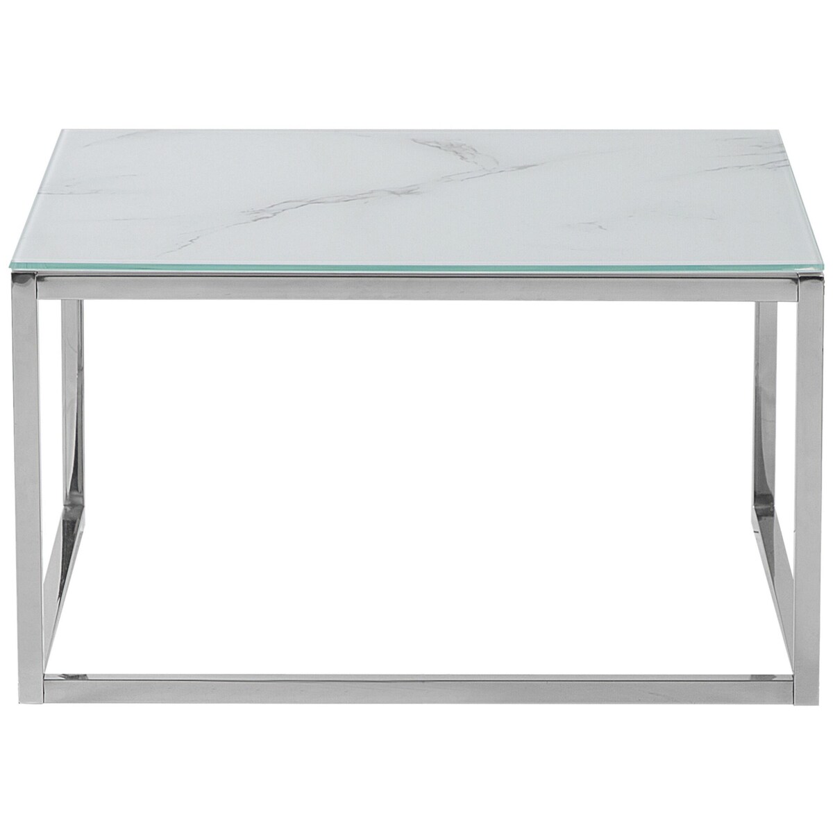 Zestaw 2 stolików kawowych BREA Szkło hartowane Biały marmur