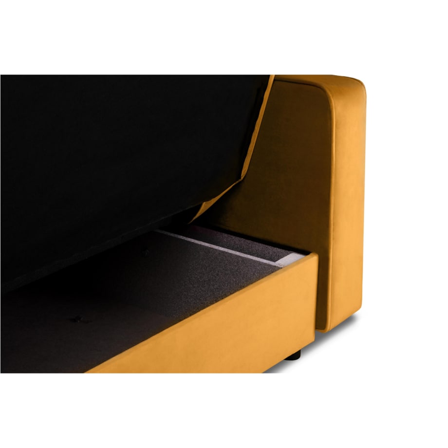 KONSIMO ORIO Rozkładana sofa w kolorze żółtym do salonu